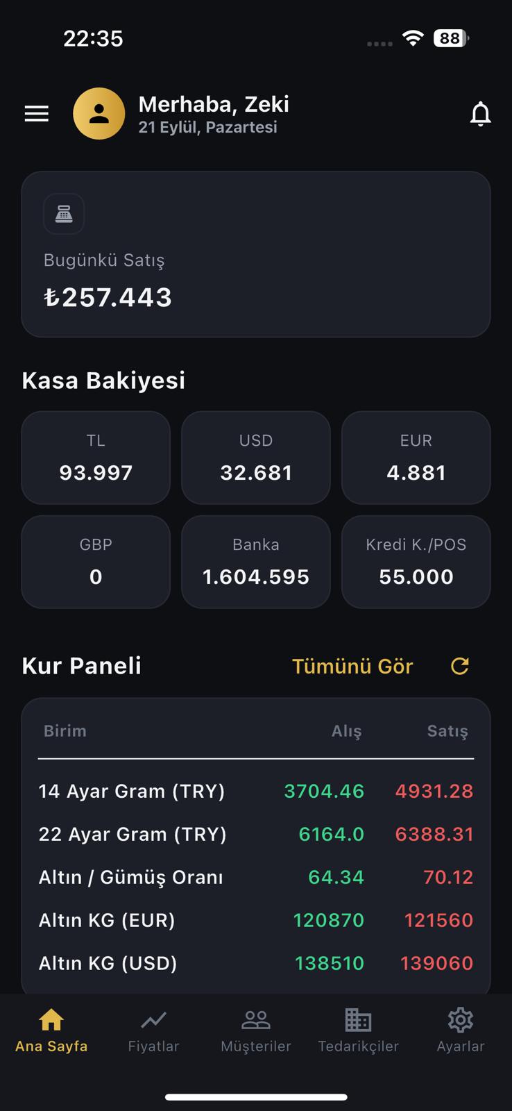 Kuyumcu mobil uygulama avantajı 5 — şube ve kasa yönetimi